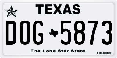 TX license plate DOG5873