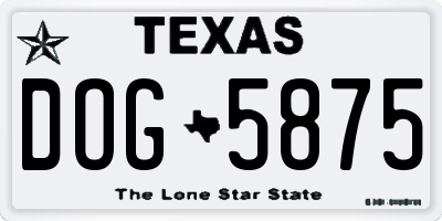 TX license plate DOG5875