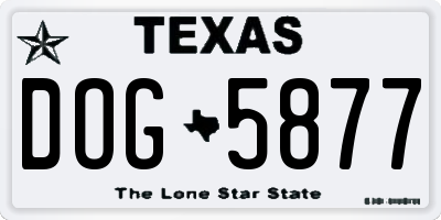 TX license plate DOG5877