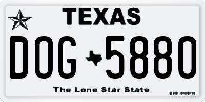 TX license plate DOG5880