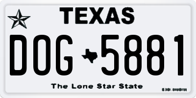TX license plate DOG5881