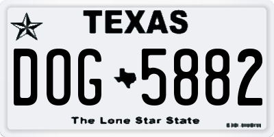 TX license plate DOG5882