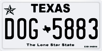TX license plate DOG5883
