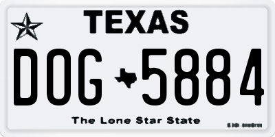 TX license plate DOG5884