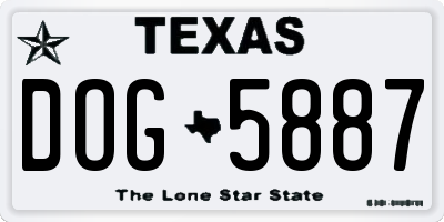 TX license plate DOG5887
