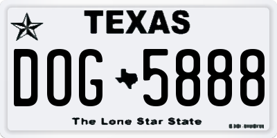 TX license plate DOG5888