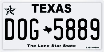 TX license plate DOG5889