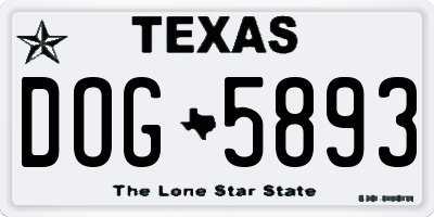 TX license plate DOG5893