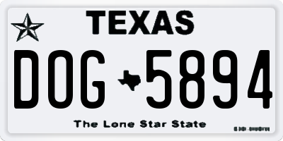 TX license plate DOG5894