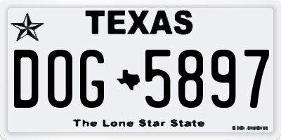 TX license plate DOG5897