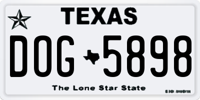 TX license plate DOG5898