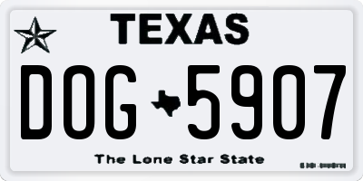 TX license plate DOG5907