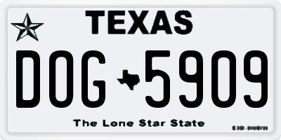 TX license plate DOG5909
