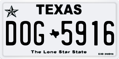 TX license plate DOG5916