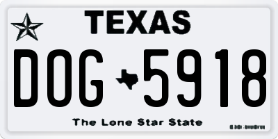 TX license plate DOG5918
