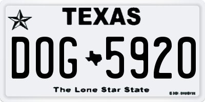 TX license plate DOG5920