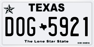 TX license plate DOG5921