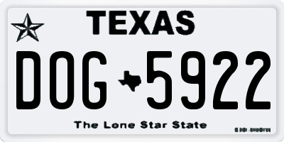 TX license plate DOG5922