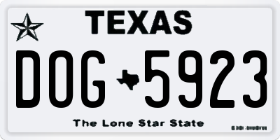TX license plate DOG5923