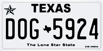 TX license plate DOG5924