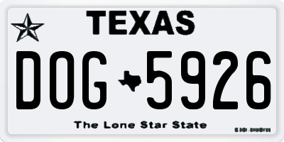 TX license plate DOG5926