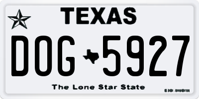 TX license plate DOG5927