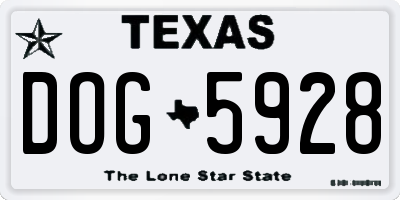 TX license plate DOG5928