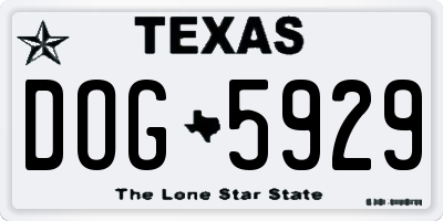 TX license plate DOG5929