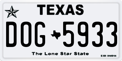 TX license plate DOG5933