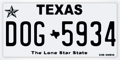TX license plate DOG5934