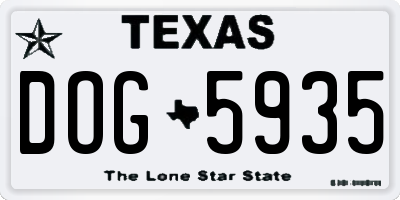 TX license plate DOG5935