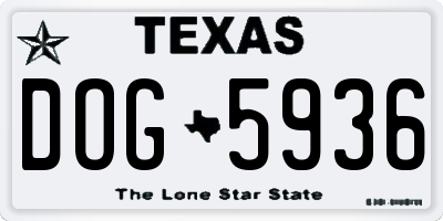 TX license plate DOG5936