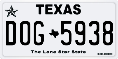 TX license plate DOG5938