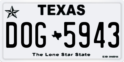 TX license plate DOG5943