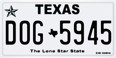 TX license plate DOG5945