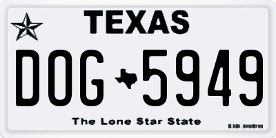 TX license plate DOG5949