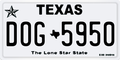 TX license plate DOG5950