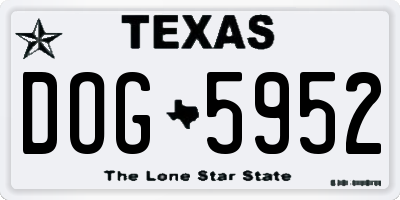 TX license plate DOG5952
