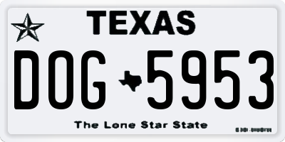 TX license plate DOG5953