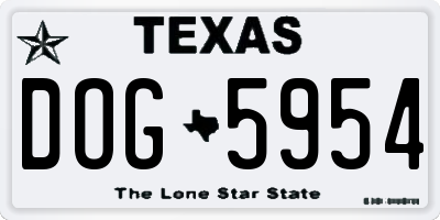 TX license plate DOG5954