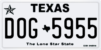 TX license plate DOG5955