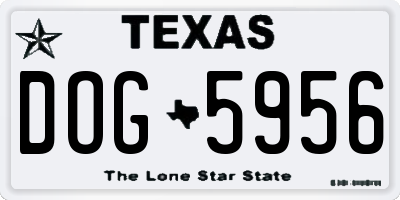 TX license plate DOG5956