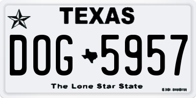 TX license plate DOG5957