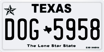 TX license plate DOG5958