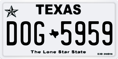 TX license plate DOG5959