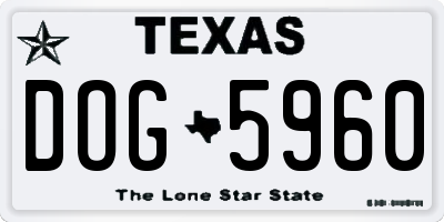 TX license plate DOG5960