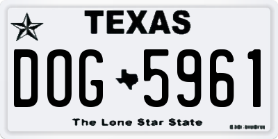 TX license plate DOG5961