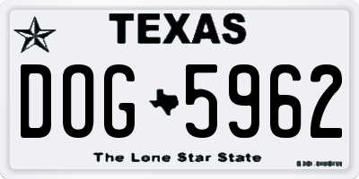 TX license plate DOG5962