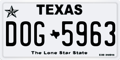 TX license plate DOG5963