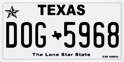 TX license plate DOG5968